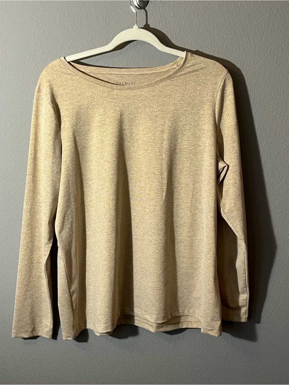 Talbots Tan and Gold Shimmer Top Long Sleeves Size 1X
